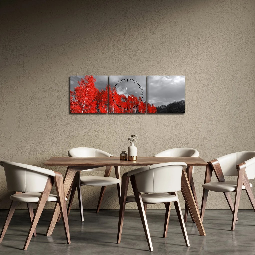 Obraz - Stromy vo farbe jesene (s hodinami) (90x30 cm)
