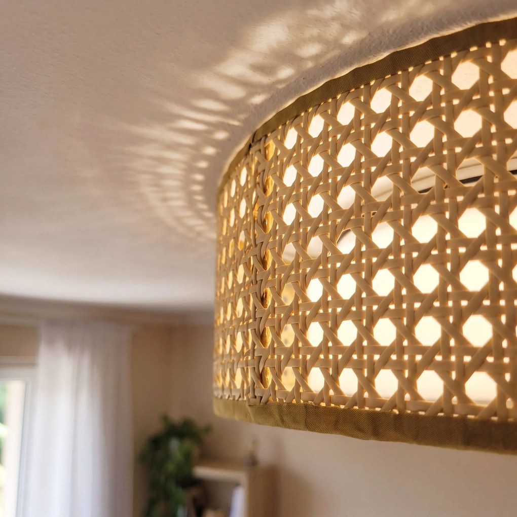 Toolight Toolight, LED stropné svietidlo plafón s ratanovým tienidlom 4000K, APP1934-C, biela-ratan, 50 cm, OSW-66090