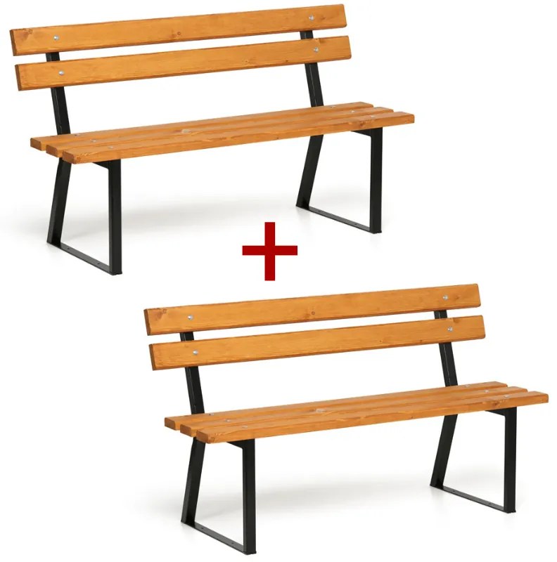 Parková lavička STANDARD s operadlom 1+1 ZADARMO, 1500 mm, limba