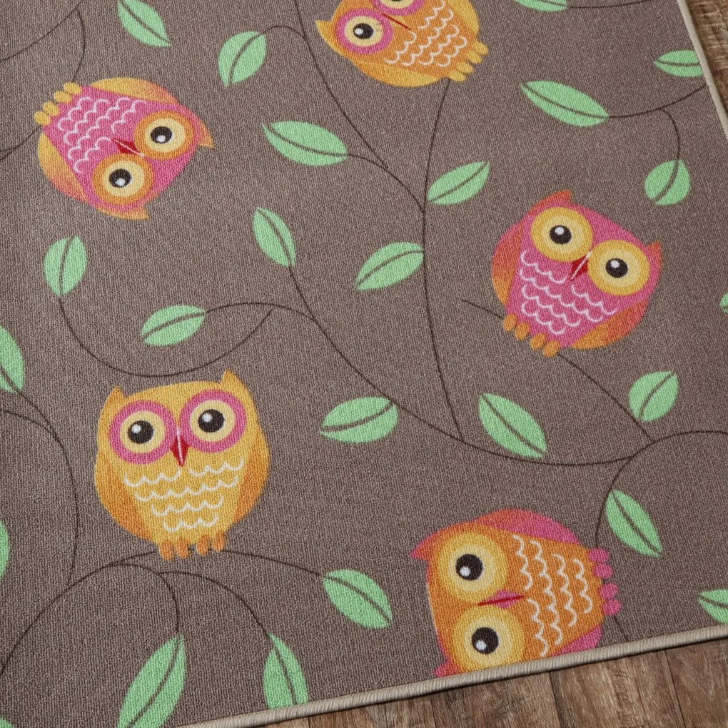 AladinWorld Expres, Detský kusový koberec Little Owls štvorec, 400x400, hnedá, detská izba