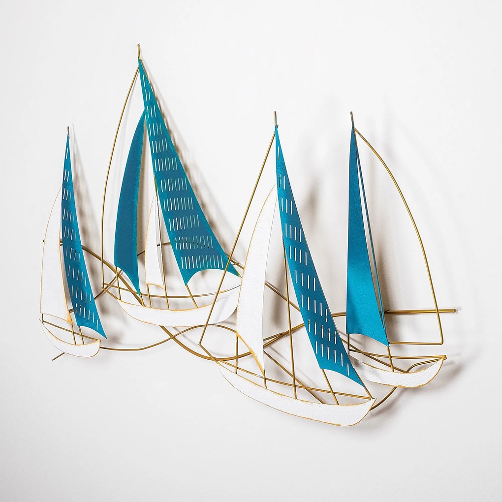 Nástenná kovová dekorácia Barbaros modrá/biela