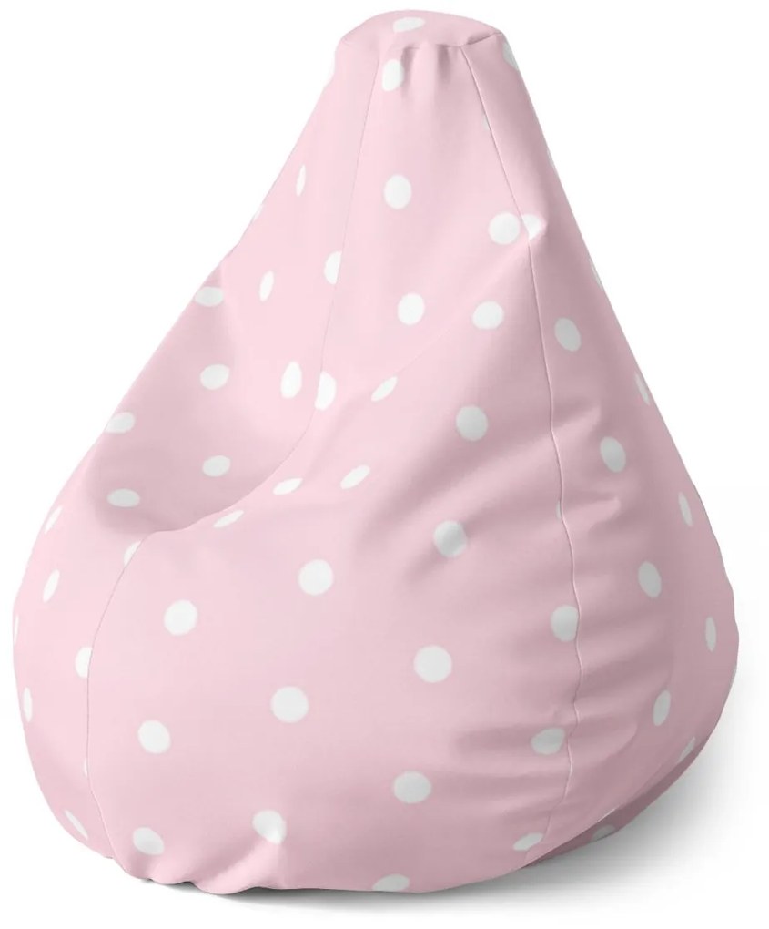 Sablio Sedací vak Pear Biele bodky na ružovej - 140 x 100 x 25 cm
