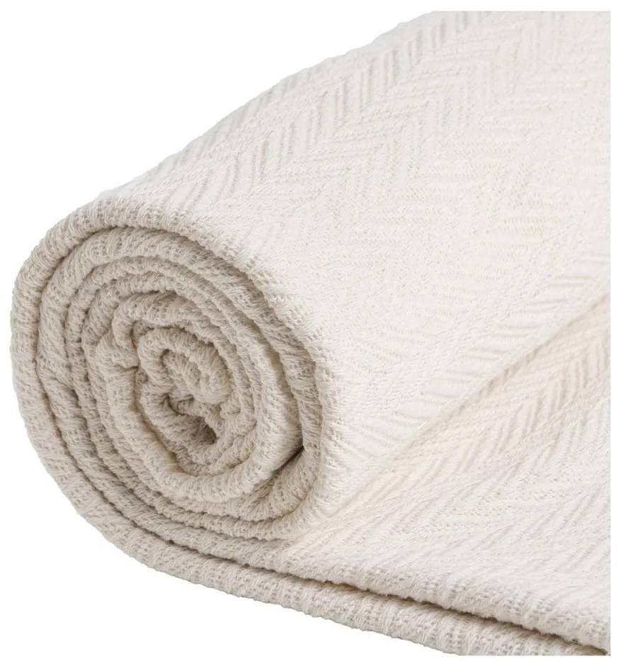 Krémovobiely pléd z recyklovanej bavlny 180x260 cm Spike – Ixia