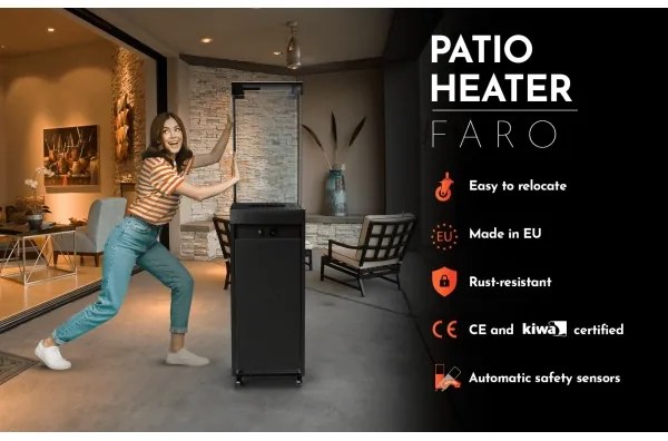 Planika Faro GAS - Vonkajší plynový krb 142x36 cm 8kW čierna + ochranný kryt