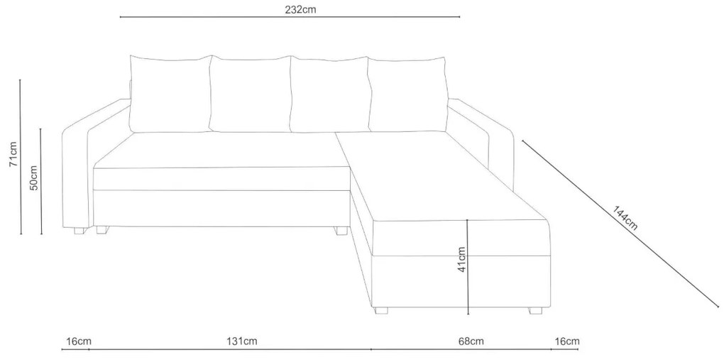 Rohová sedacia súprava ASTANA, 233x90x138 kornet 10/dolaro 8