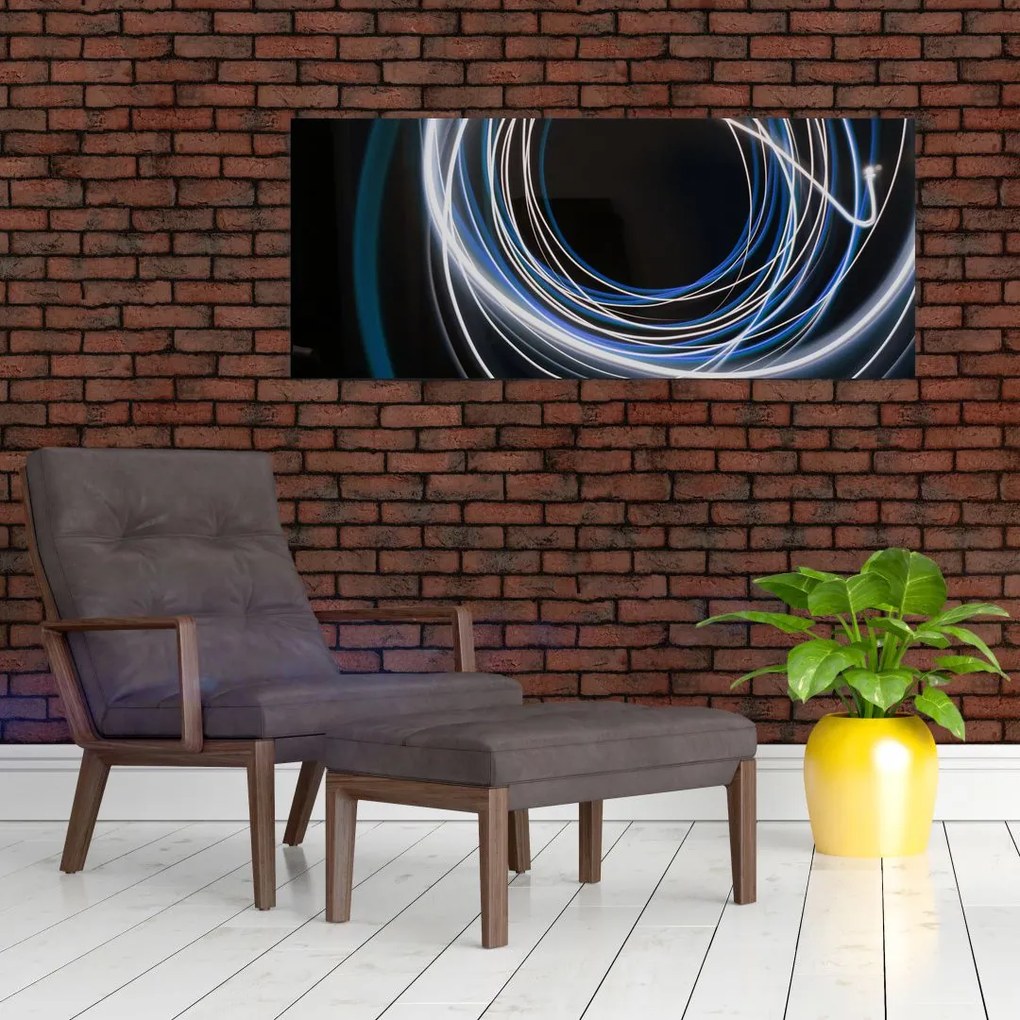 Obraz modrých liniek (120x50 cm)