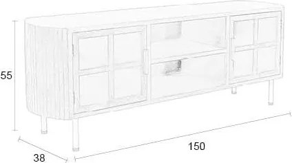 TV stolík z kaučukového dreva v prírodnej farbe 150x55x38 cm Yaz – White Label