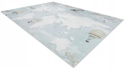 Sammer Detský koberec s mapou sveta v modrej farbe I032 80 x 150 cm