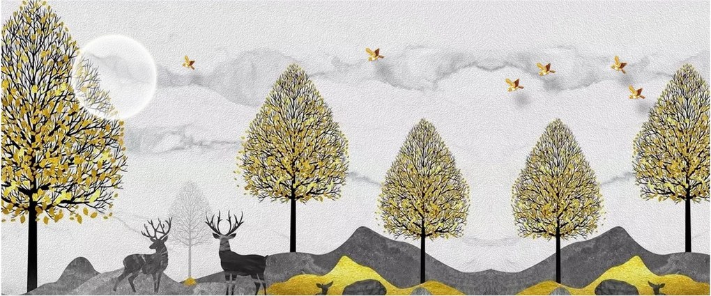 Obraz maľovaných jeleňov (120x50 cm)
