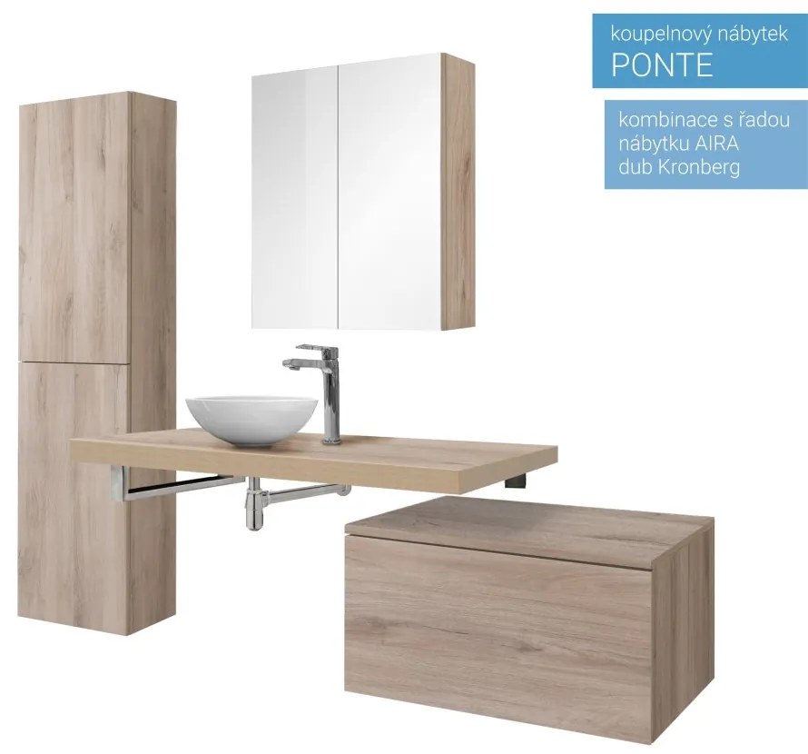 Mereo, Mereo Ponte, kúpeľňová skrinka 70 cm, Multidecor, Arktická sivá, MER-CN291ARS1