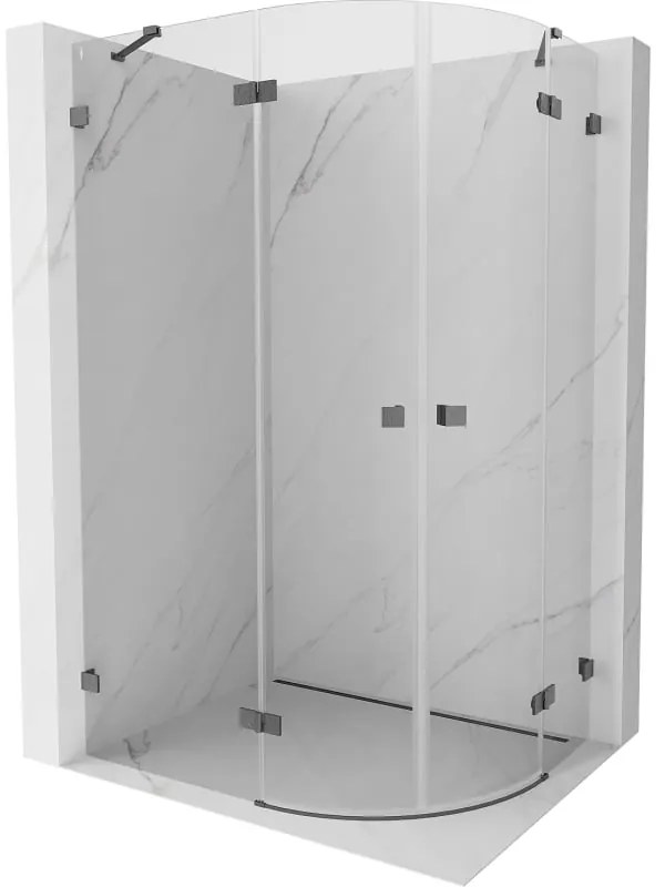 Mexen Lunar, polkruhový sprchový kút naklápací doľava 100 x 80 cm, 8mm číre sklo, profil grafit brúsený, 833-100L-080P-66-00