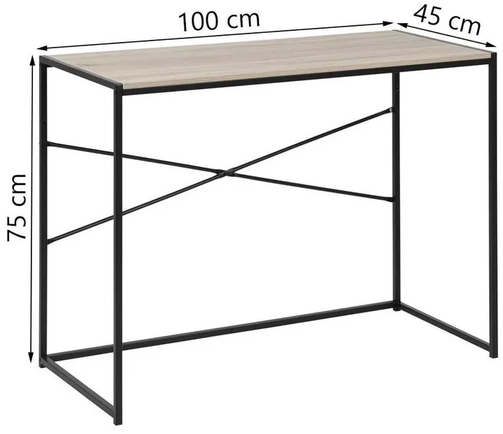 Písací stôl SLEADER 100x45 cm dub sonoma, kovové nohy
