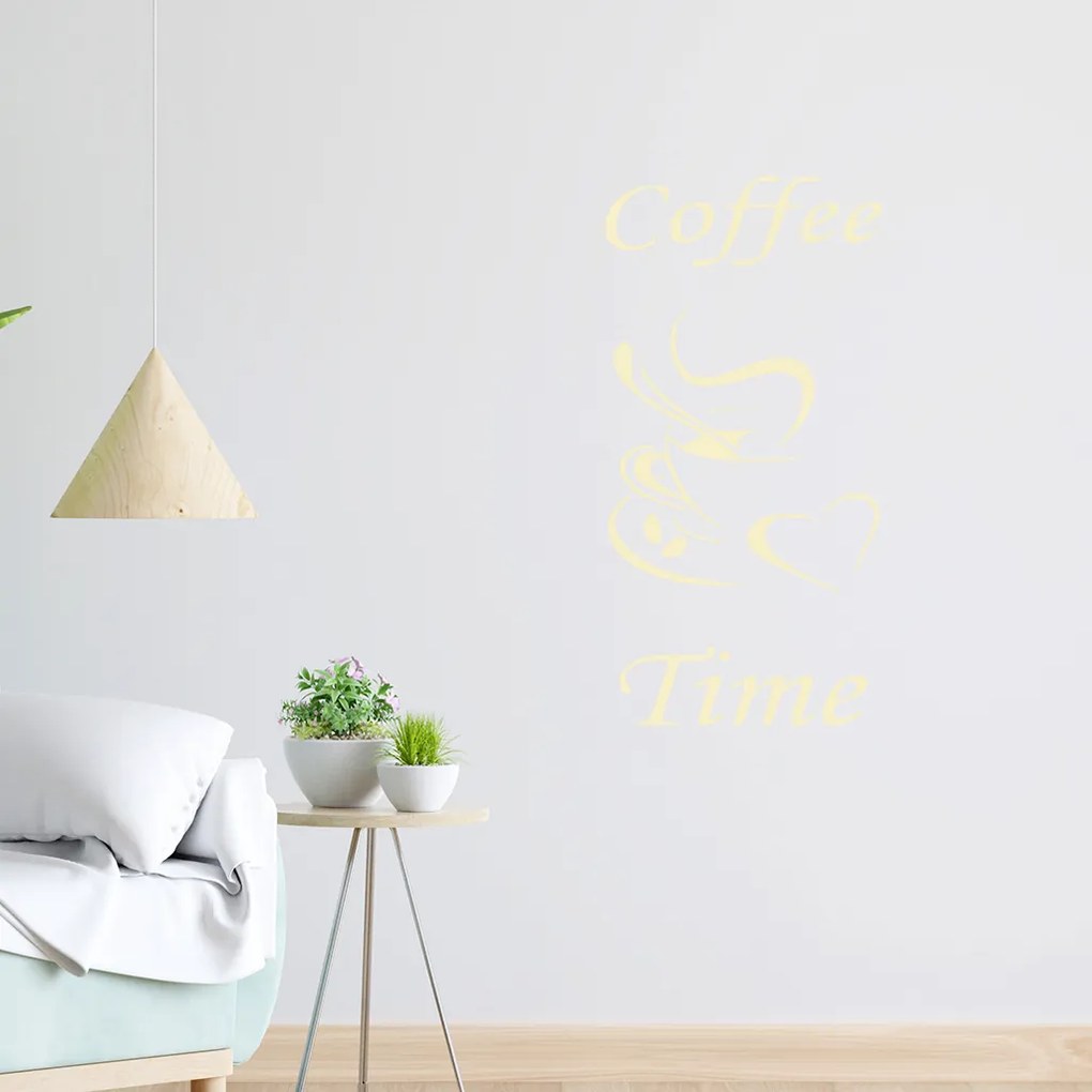 Veselá Stena Samolepka Coffee time Farba: oranžová, Veľkosť: 60 x 30 cm