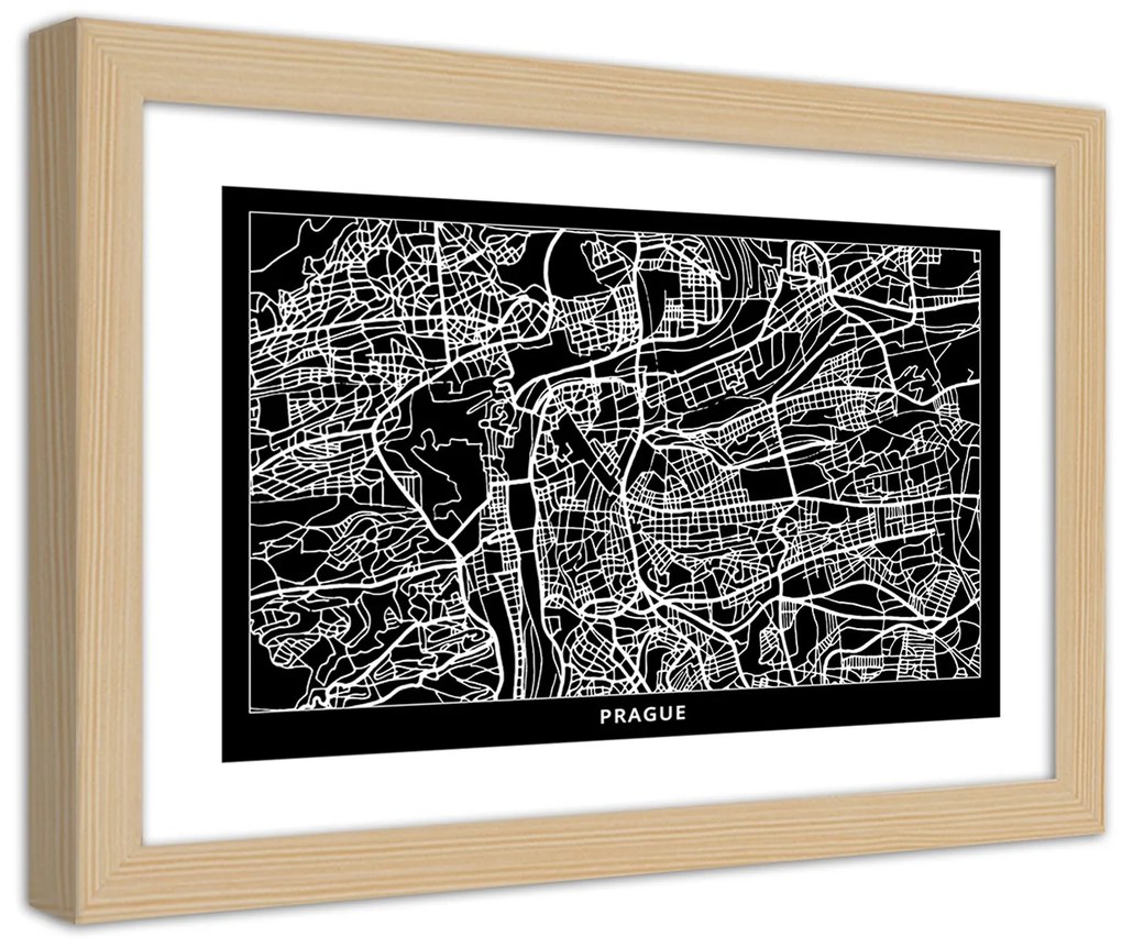 Gario Plagát City plan Prague Farba rámu: Bez rámu, Rozmery: 90 x 60 cm