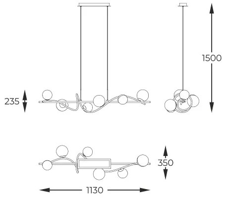 Zuma Line MD3145-6-EBGN - Luster na lanku NISYRO 6xG9/3,5W/230V čierna