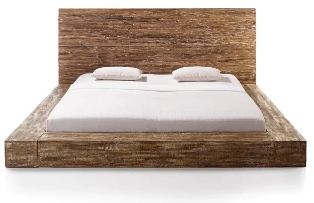 furniture-nabytek.cz - Masívna posteľ z mangového dreva, pruhovaná, lakovaná, hnedá