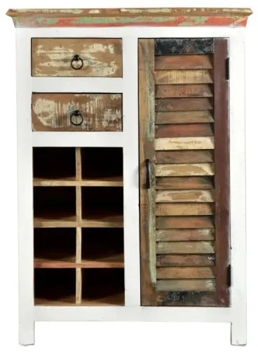 furniture-nabytek.cz - Masívna komoda Perth z recyklovaného dreva, lakovaná, biela/farbistá – 80×42×110 cm