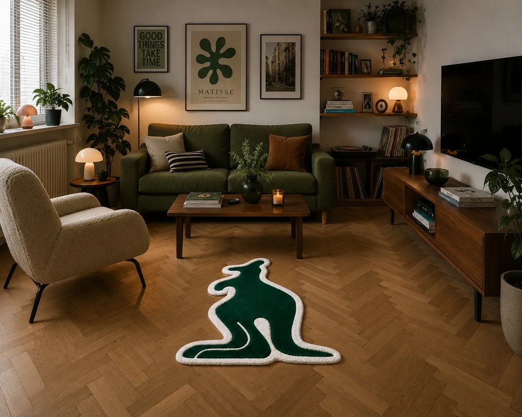 U.Rug koberce, Kusový koberec U.Rug Klokan, 80x100, zelená, detská izba
