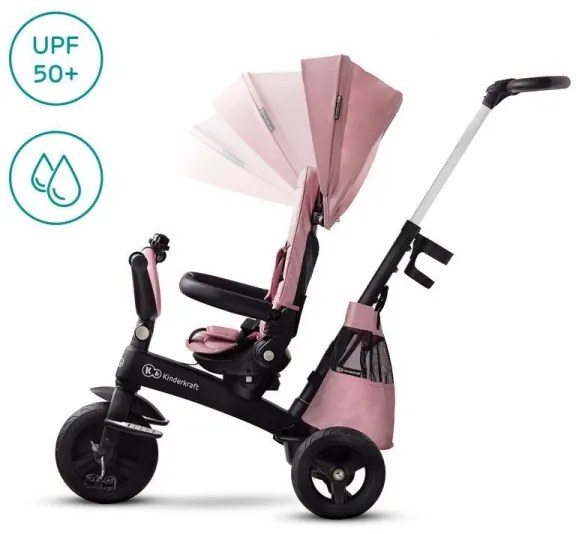 KINDERKRAFT - Detská trojkolka 5v1 EASYTWIST ružová/čierna