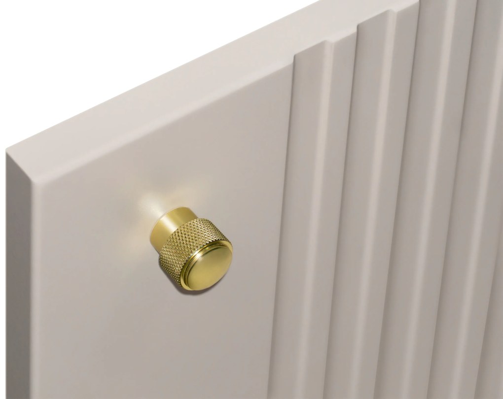 Komoda Vespera 160 cm na sokli - kašmírová / orech / zlatá