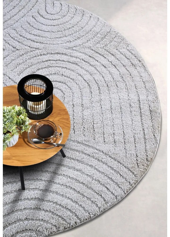Svetlosivý okrúhly koberec ø 200 cm Panglao New York Light Grey – Elle Decoration