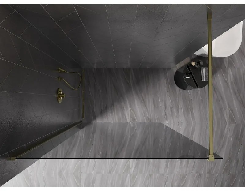 Mexen Kioto-X, sprchová zástena 110 x 200 cm, 10mm šedé sklo, zlatý matný profil, 800-110-101-55-40-X