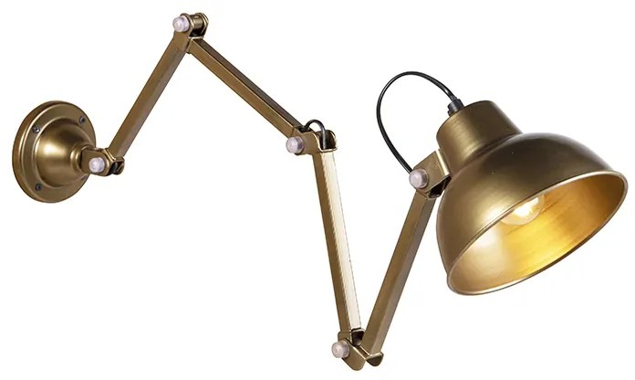 Priemyselná nástenná lampa mosadz nastaviteľná - Avon