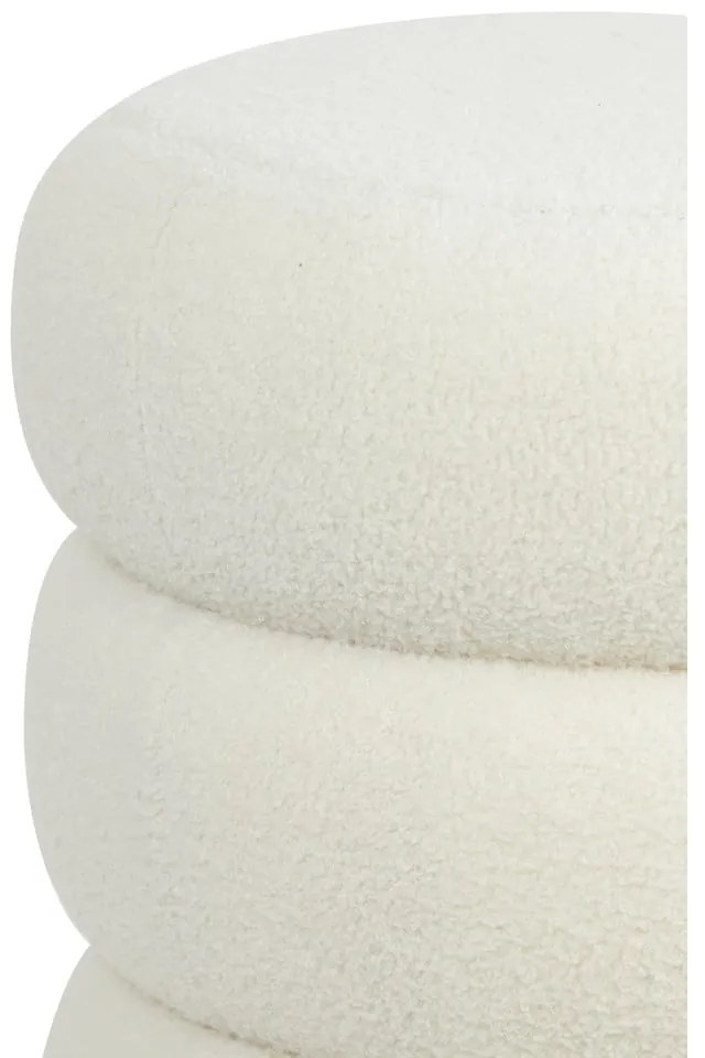 Biely taburet z textílie buklé Kimi – Light & Living