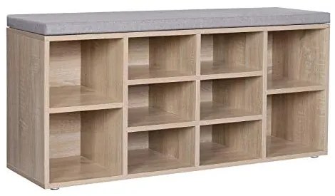 Lavička na topánky s priehradkami, čalúnené sedenie, 48x105x30cm