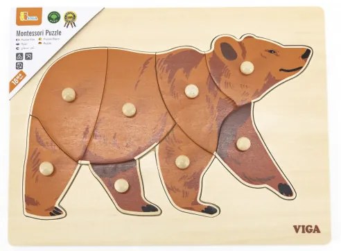 Puzzle na podložke s rúčkami Viga 44606 medvedík