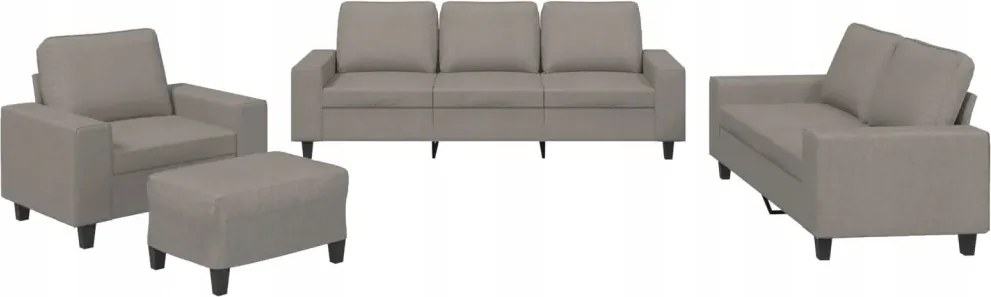 vidaXL 4-dielny sedací komplet, farba taupe, čalúnený látkou