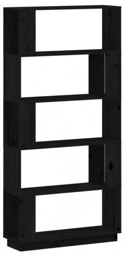 vidaXL Knižnica/deliaca stena čierna 80x25x163,5 cm masívna borovica-