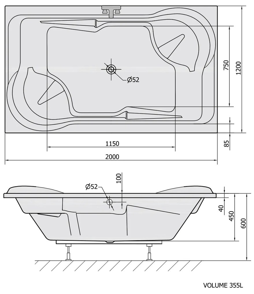 Polysan Polysan, DUO obdĺžniková vaňa 200x120x45cm, biela, 16111