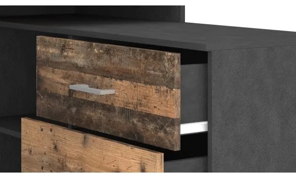 Písací stôl so zásuvkami a univerzálnym rohom P/L JULES hnedá/čierna