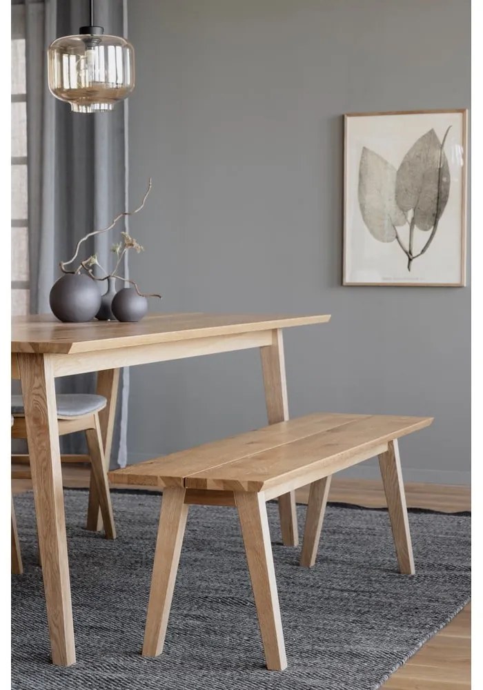Drevená jedálenská lavica v dubovom dekore Rowico Melfort, 144 x 38 cm