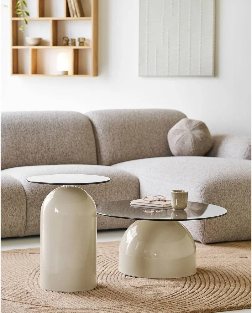 Okrúhly odkladací stolík so sklenenou doskou ø 40 cm Ravello – House Nordic