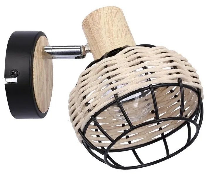 Nástenné bodové svietidlo TAJGA 1xE14/40W/230V ratan/čierna