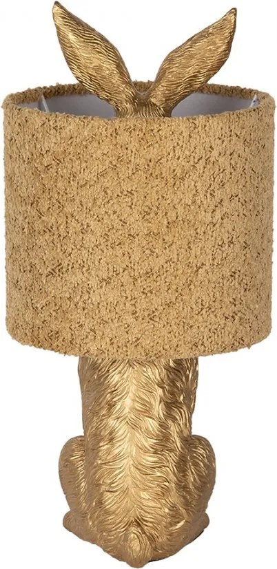 Zlatá stolná lampa králik s chlpatým tienidlom Rabbi - Ø 20*43 cm E27/ma* 1*60W