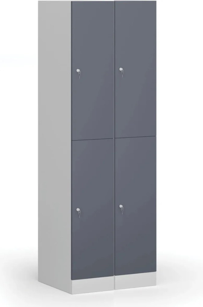 Šatníková skrinka S1 s úložnými boxmi, 2 boxy, 1850 x 300 x 500 mm, cylindrický zámok, béžové dvere
