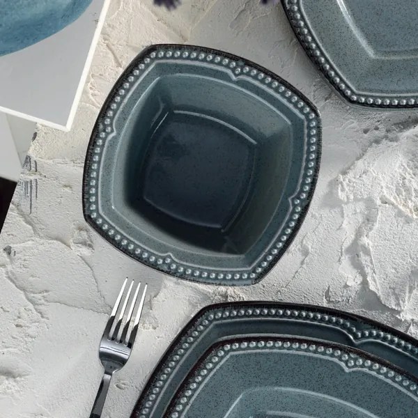 24-dielna jedálenská súprava, modrá/porcelán