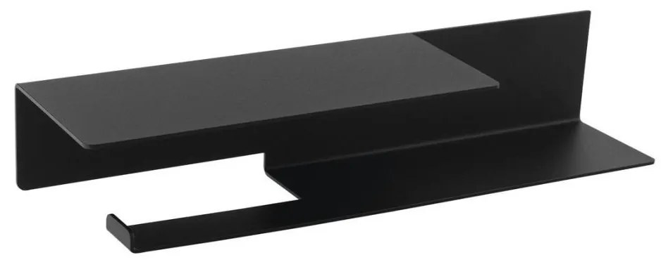 Sapho - Držiak toaletného papiera s poličkou 9,5x35 cm matná čierna