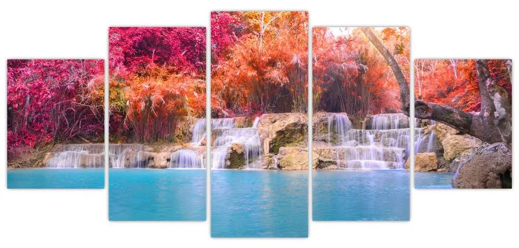 Obraz vodopádu a farebné prírody