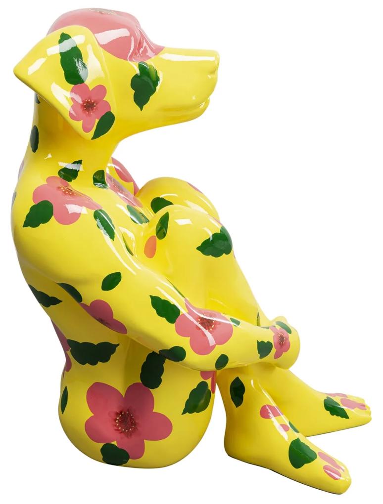 Sitting Dog dekorácia žltá 80 cm