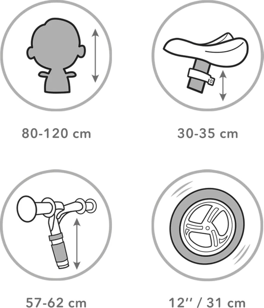 Kidwell REBEL Mint - ľahký balančný bicykel 2,64 kg, 12" EVA pneumatiky, pre deti 80-120 cm