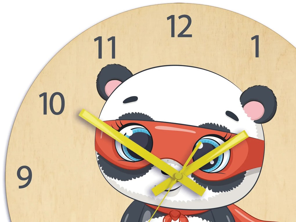 Detské nástenné hodiny Ami Panda hrdina 30 cm viacfarebné