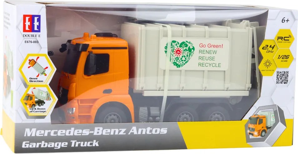 Double E Diaľkovo ovládané smetiarske auto Mercedes-Benz Antos RC 1:26