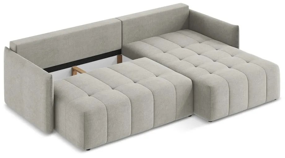 Svetlosivá rozkladacia/s úložným priestorom rohová pohovka (pravý roh/s leňoškou) Moku – Makamii