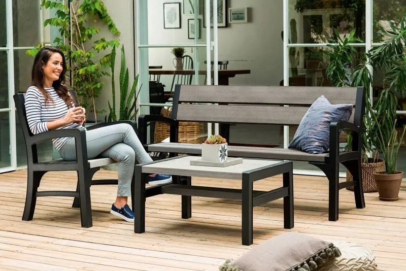 KETER MONTERO Set záhradný z lavičiek, grafit/sivá 17205049