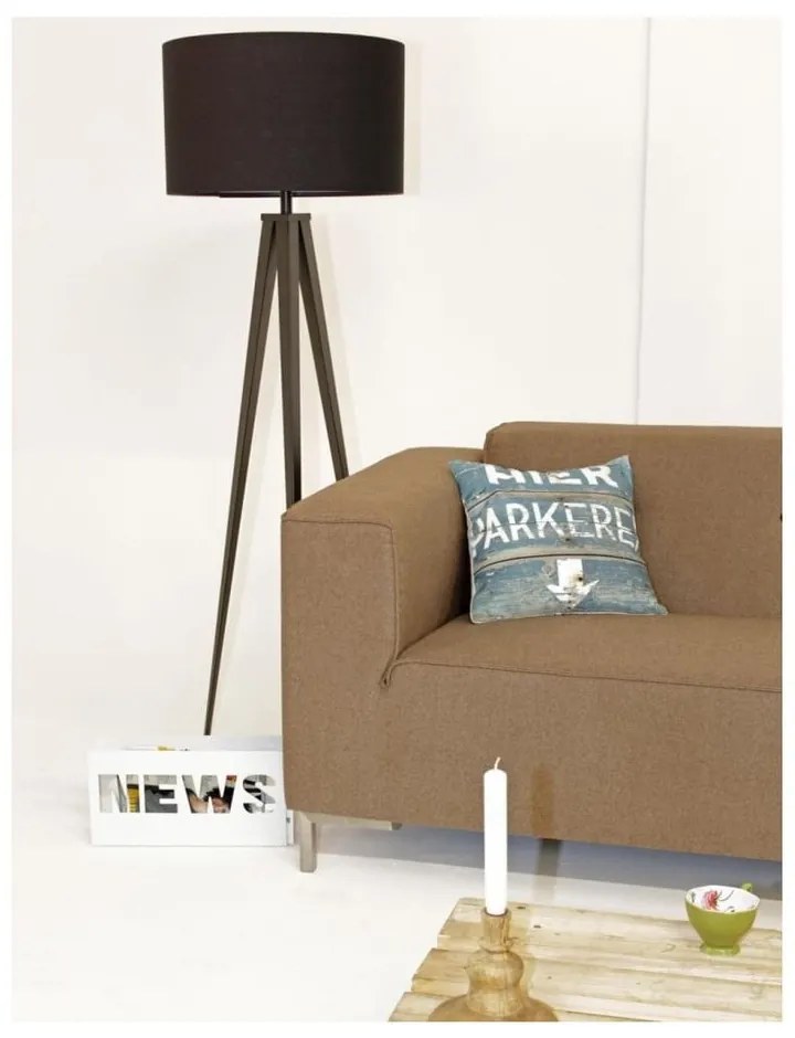 Čierna lampa s drevenými nohami Zuiver Tripod Wood