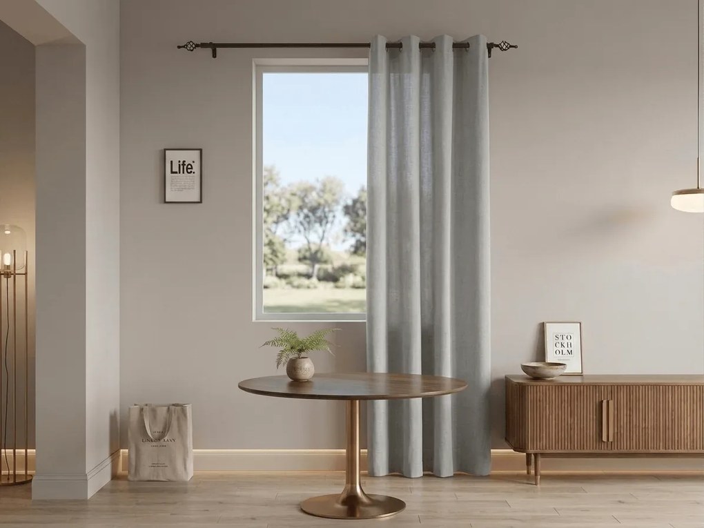 Záves TAVIO 140x250 cm, svetlosivý Zavesenie: Kovové krúžky